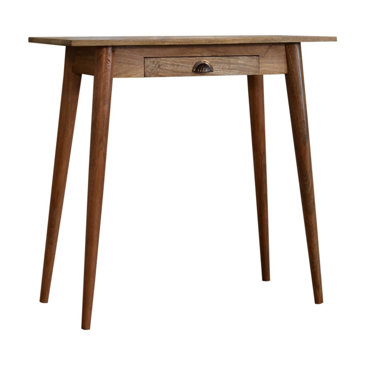 Nordic Mini Style Writing Desk - Solid Mango Wood Writing Table for Home Office - product view 4 showing handcrafted...