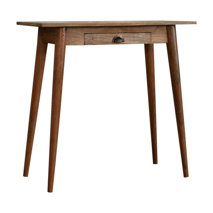 Nordic Mini Style Writing Desk - Solid Mango Wood Writing Table for Home Office - product view 4 showing handcrafted...