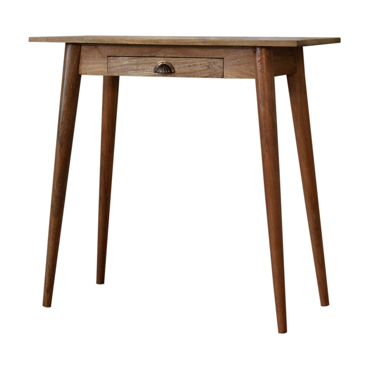 Nordic Mini Style Writing Desk - Solid Mango Wood Writing Table for Home Office - product view 3 showing handcrafted...