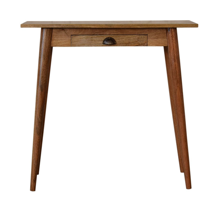 Nordic Mini Style Writing Desk - Solid Mango Wood Writing Table for Home Office - product view 2 showing handcrafted...