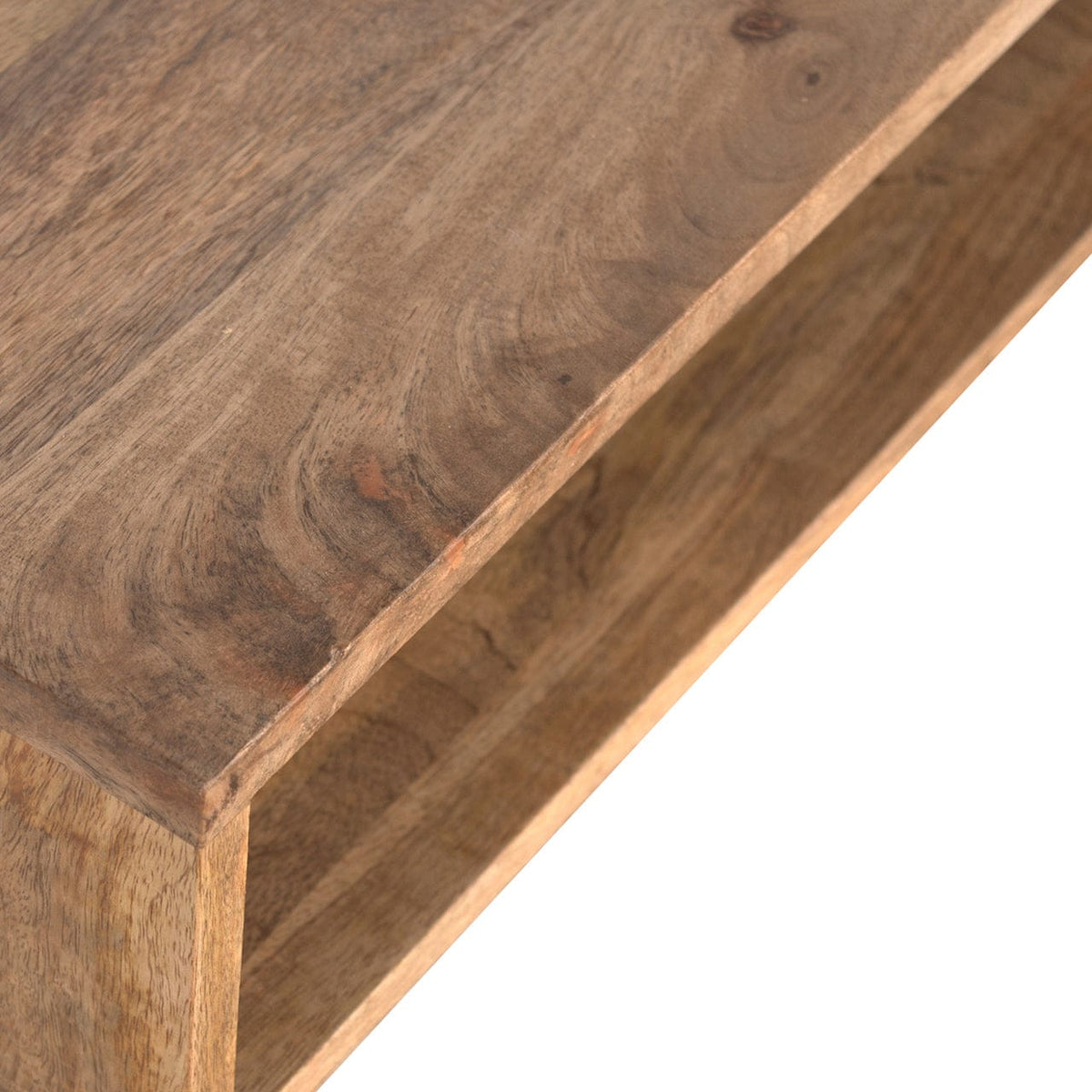 Nordic Open Slot Writing Desk - Solid Mango Wood Writing Table for Home Office - product view 2 showing handcrafted solid...