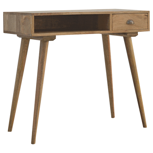 Nordic Open Slot Writing Desk - Solid Mango Wood Writing Table for Home Office - product view 5 showing handcrafted solid...