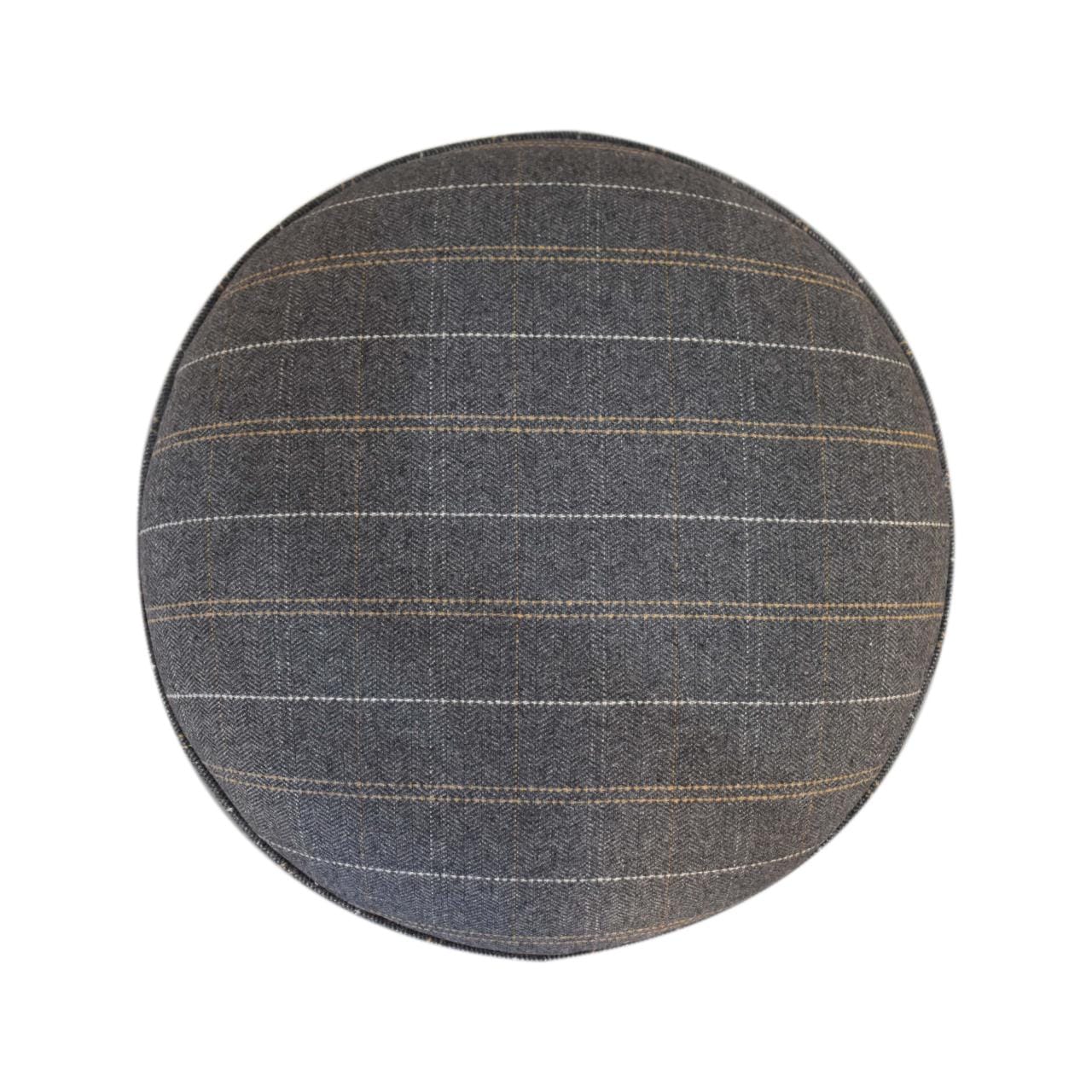 Nordic Pewter Tweed Style Footstool - Solid Mango Wood Accent Stool for Living Room - product view 4 showing handcrafted...