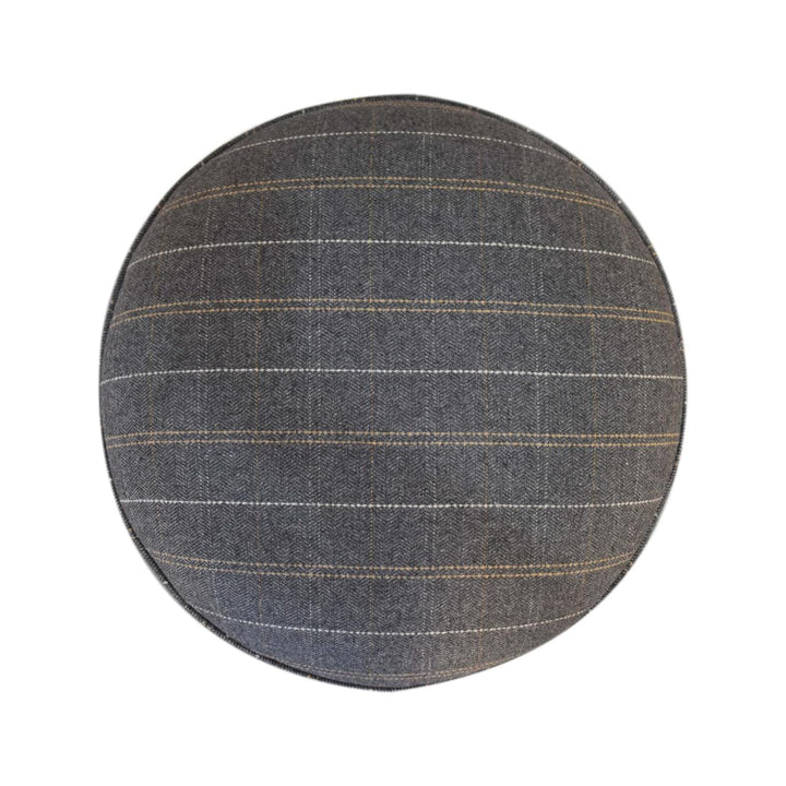 Nordic Pewter Tweed Style Footstool - Solid Mango Wood Accent Stool for Living Room - product view 4 showing handcrafted...