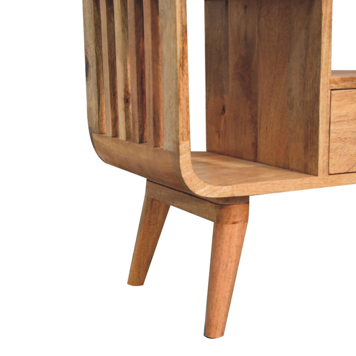 Nordic Soba Multi TV Stand - Solid Mango Wood Entertainment Center for Living Room - product view 8 showing handcrafted...