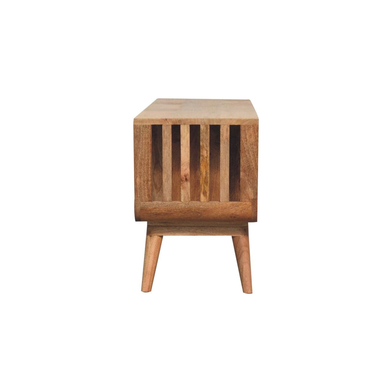 Nordic Soba Multi TV Stand - Solid Mango Wood Entertainment Center for Living Room - product view 9 showing handcrafted...
