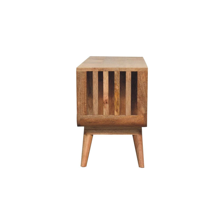 Nordic Soba Multi TV Stand - Solid Mango Wood Entertainment Center for Living Room - product view 9 showing handcrafted...