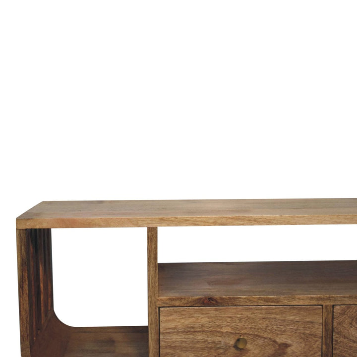 Nordic Soba Multi TV Stand - Solid Mango Wood Entertainment Center for Living Room - product view 5 showing handcrafted...
