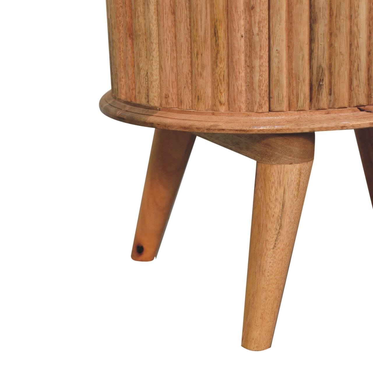 Nordic Soba Nightstand - Solid Mango Wood Bedside Table for Bedroom - product view 4 showing handcrafted solid mango wood...