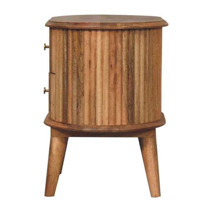 Nordic Soba Nightstand - Solid Mango Wood Bedside Table for Bedroom - product view 5 showing handcrafted solid mango wood...