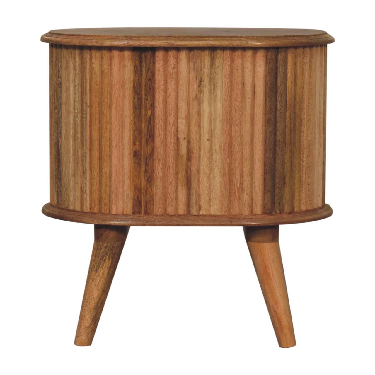 Nordic Soba Nightstand - Solid Mango Wood Bedside Table for Bedroom - product view 6 showing handcrafted solid mango wood...