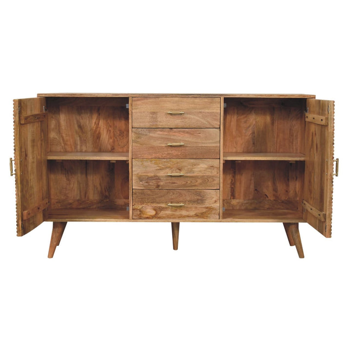Nordic Soba T-Bar Dresser - Solid Mango Wood Storage Chest for Bedroom - product view 8 showing handcrafted solid mango...