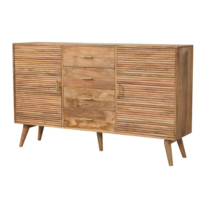 Nordic Soba T-Bar Dresser - Solid Mango Wood Storage Chest for Bedroom - product view 3 showing handcrafted solid mango...