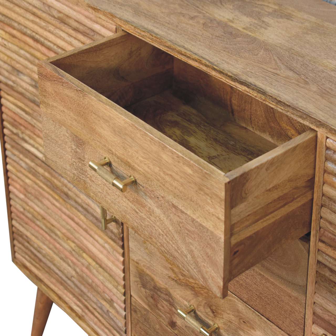 Nordic Soba T-Bar Dresser - Solid Mango Wood Storage Chest for Bedroom - product view 7 showing handcrafted solid mango...