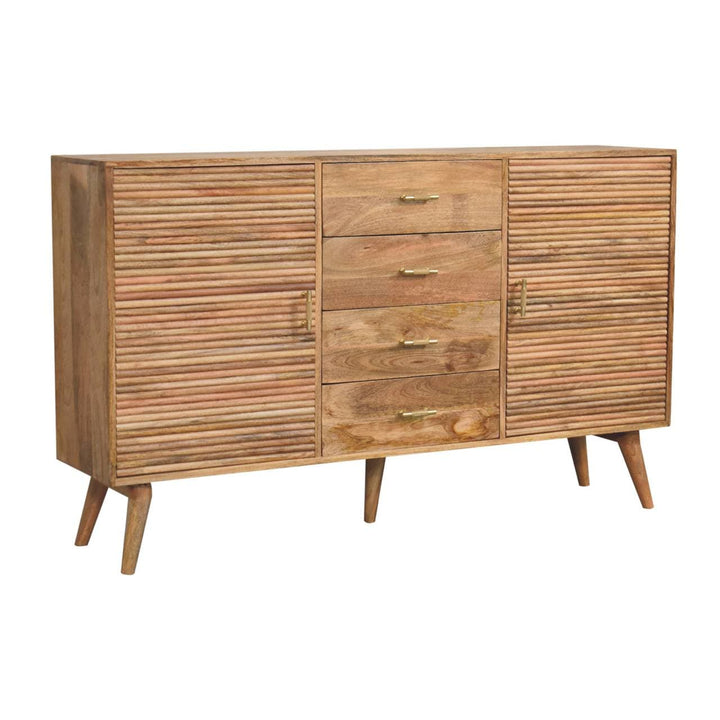 Nordic Soba T-Bar Dresser - Solid Mango Wood Storage Chest for Bedroom - product view 4 showing handcrafted solid mango...