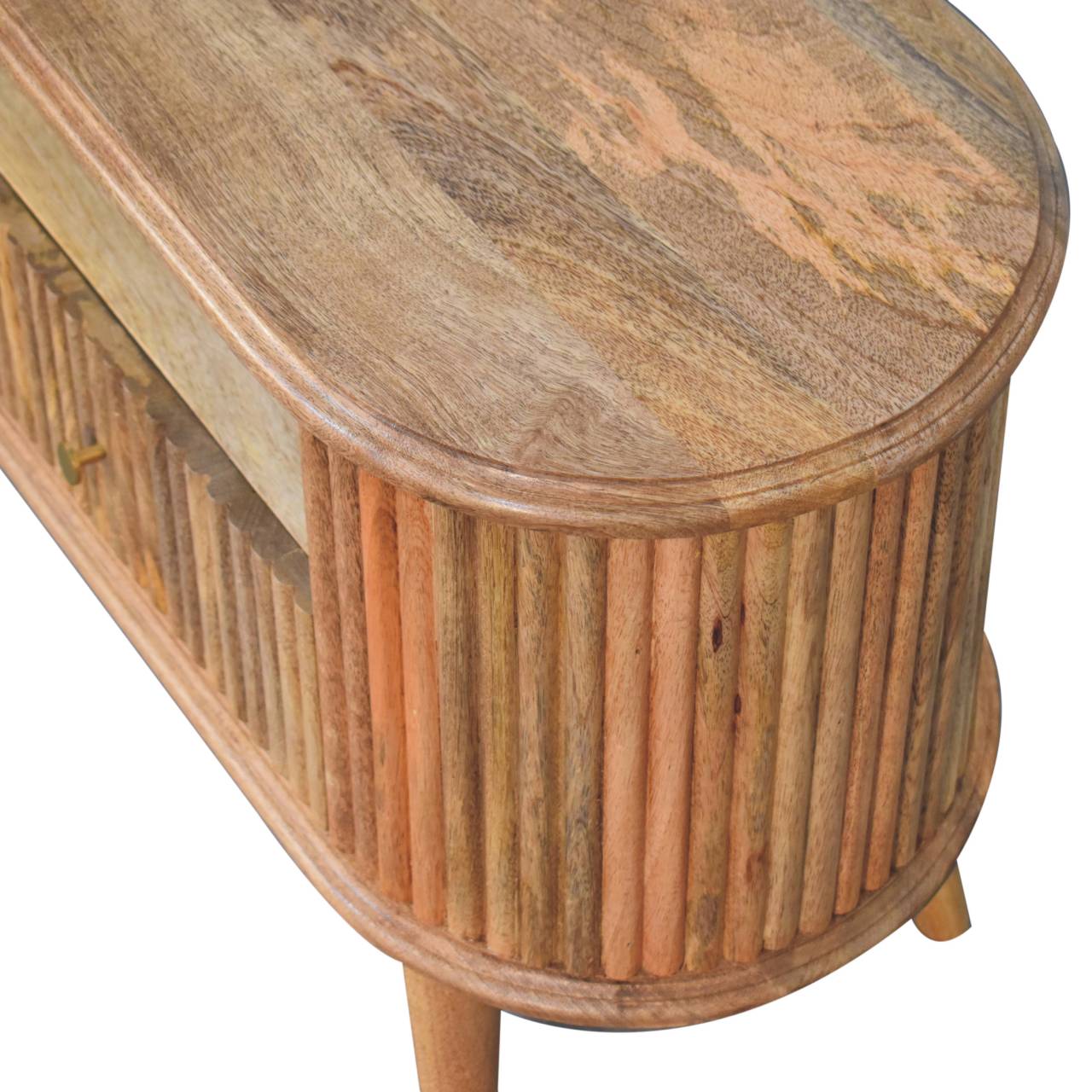 Nordic Soba TV Stand - Solid Mango Wood Entertainment Center for Living Room - product view 5 showing handcrafted solid...