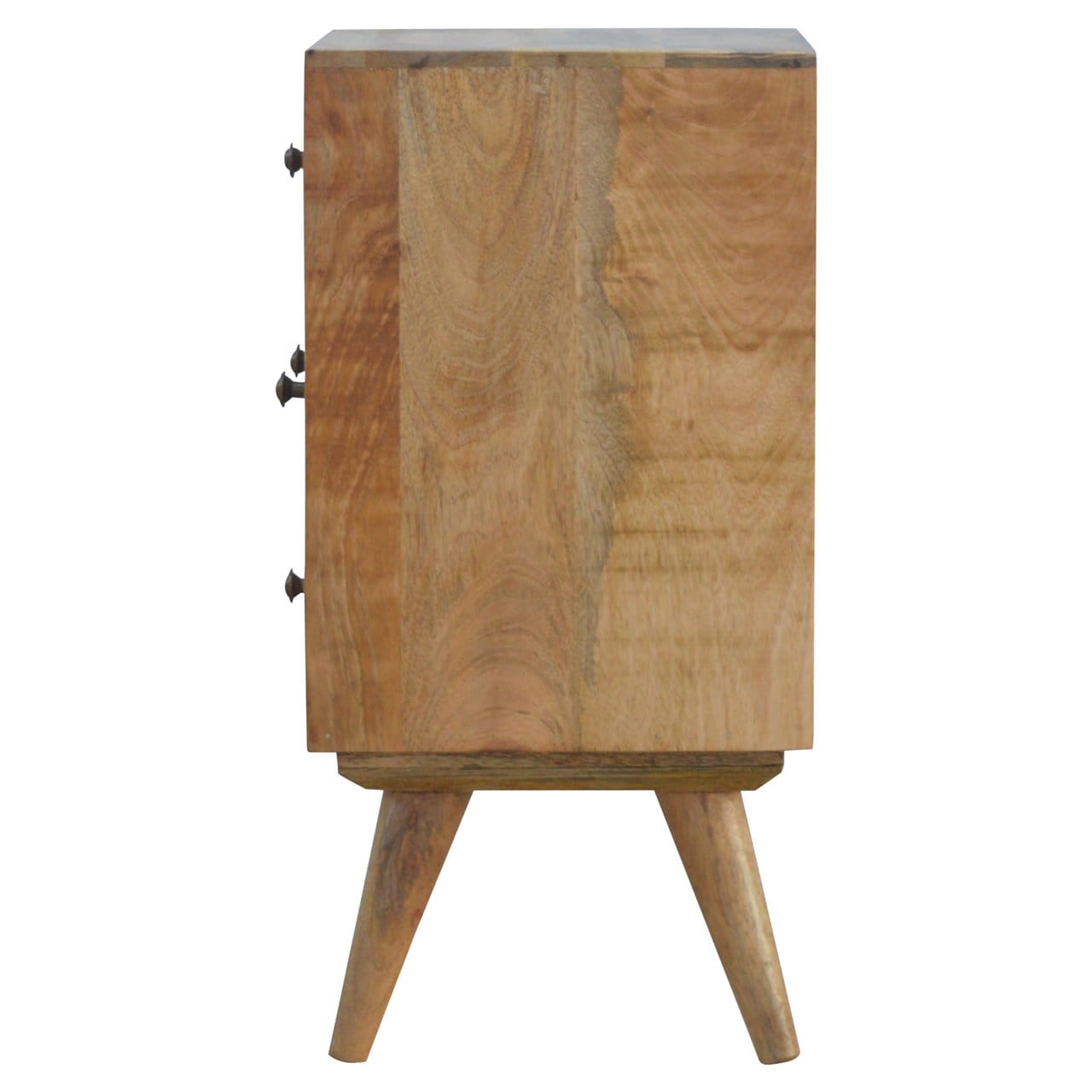 Nordic Style 4 Drawer Multi Nightstand - Solid Mango Wood Bedside Table for Bedroom - product view 8 showing handcrafted...