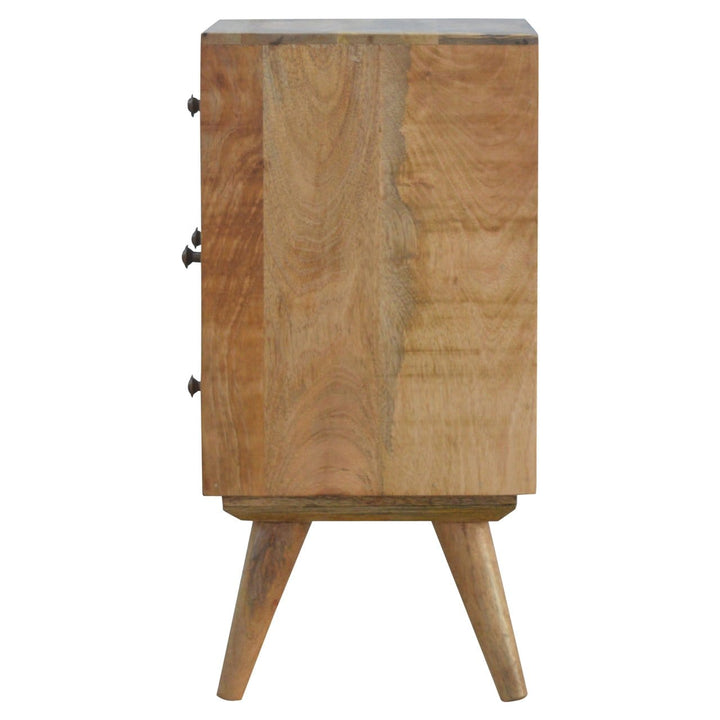 Nordic Style 4 Drawer Multi Nightstand - Solid Mango Wood Bedside Table for Bedroom - product view 8 showing handcrafted...