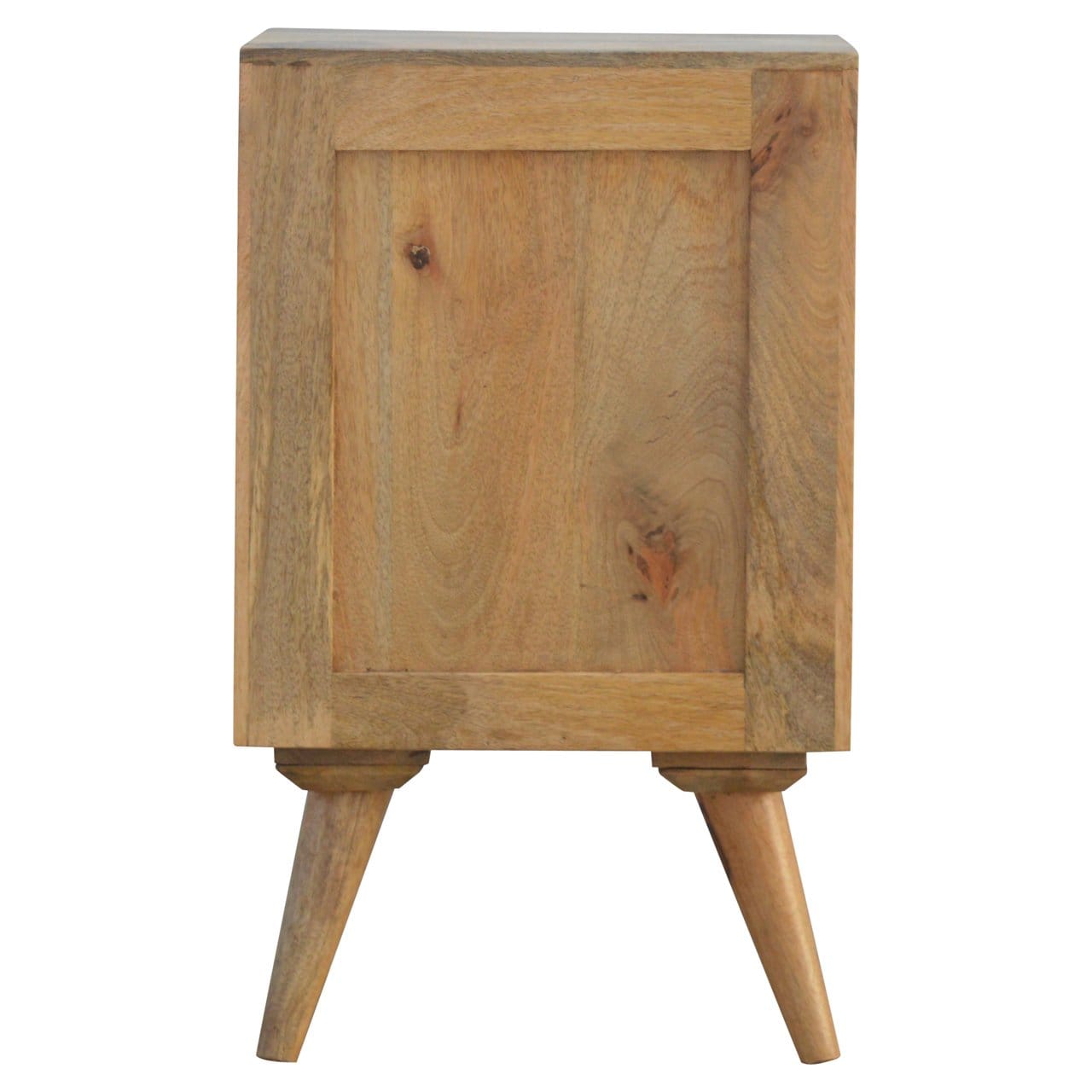 Nordic Style 4 Drawer Multi Nightstand - Solid Mango Wood Bedside Table for Bedroom - product view 9 showing handcrafted...