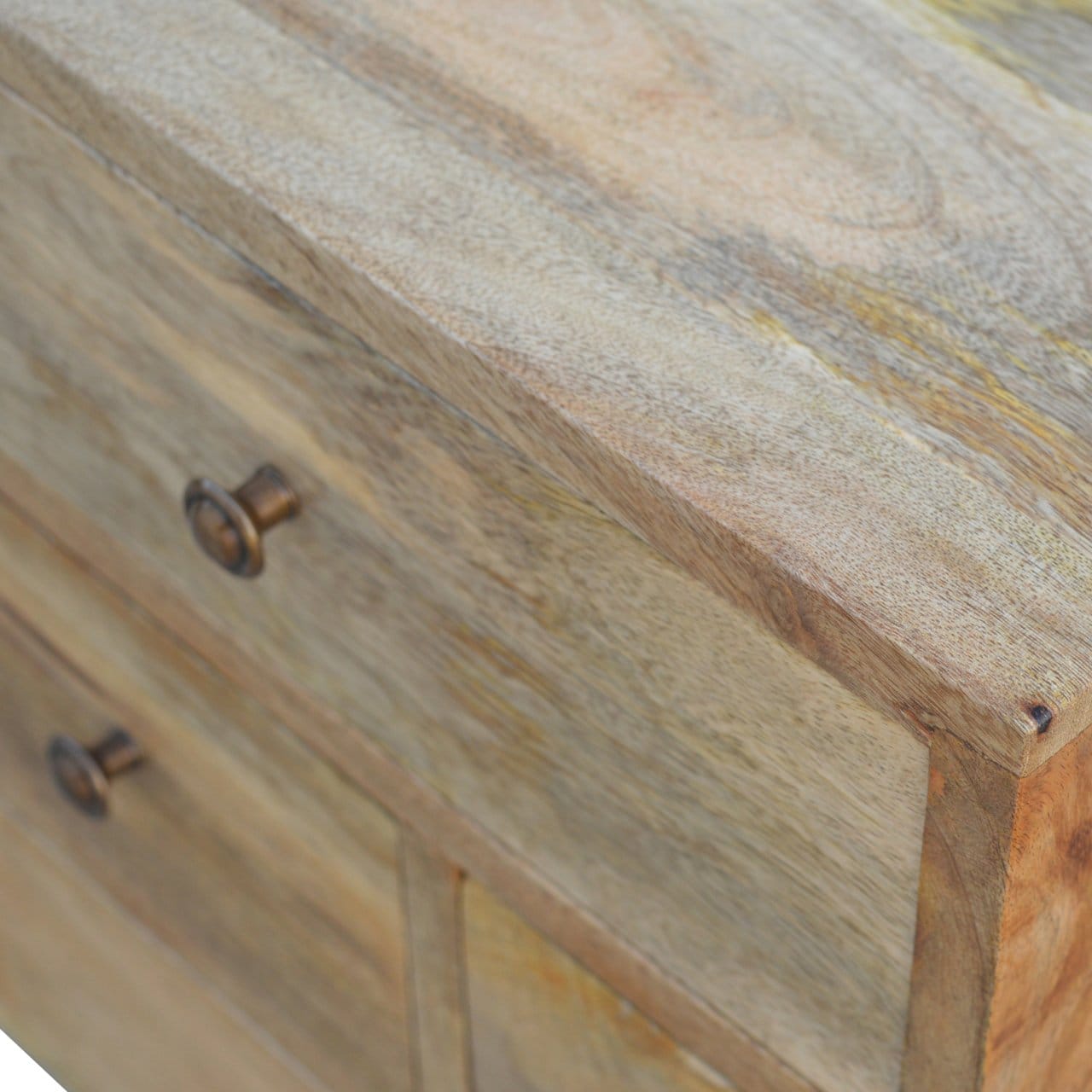 Nordic Style 4 Drawer Multi Nightstand - Solid Mango Wood Bedside Table for Bedroom - product view 6 showing handcrafted...
