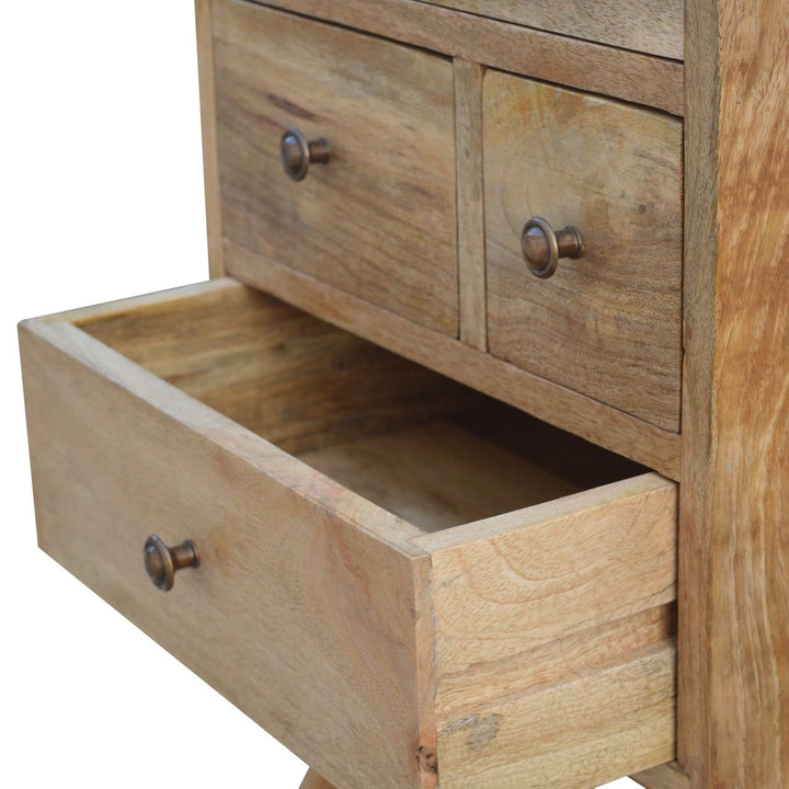 Nordic Style 4 Drawer Multi Nightstand - Solid Mango Wood Bedside Table for Bedroom - product view 4 showing handcrafted...