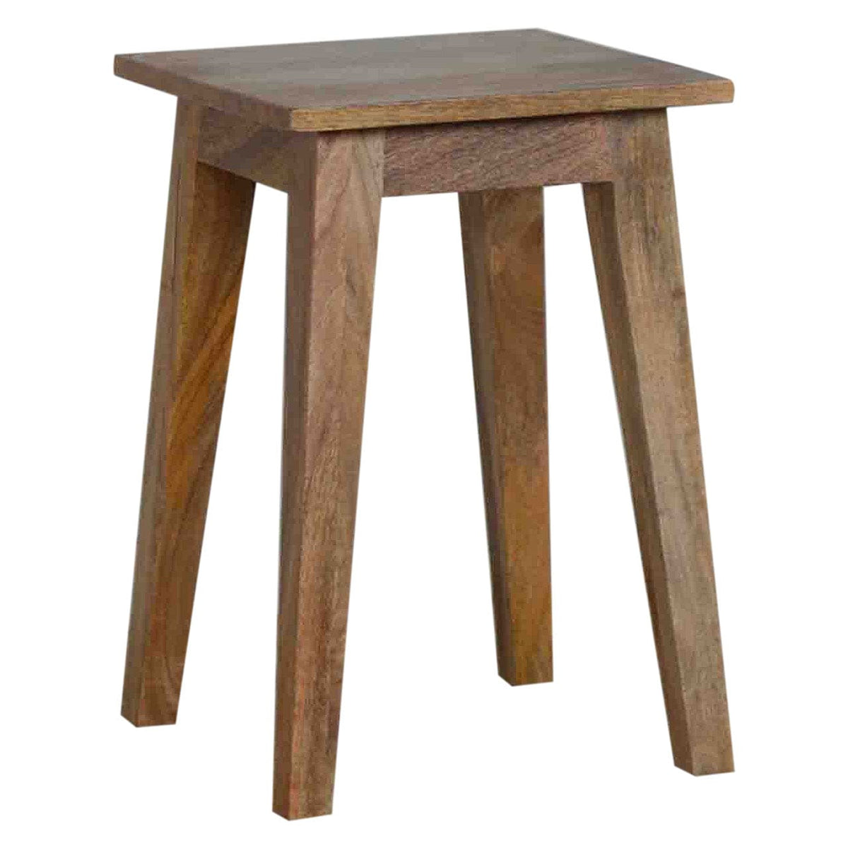 Nordic Style Accent Stool - Solid Mango Wood Accent Seating - main view showing handcrafted solid mango wood stool
