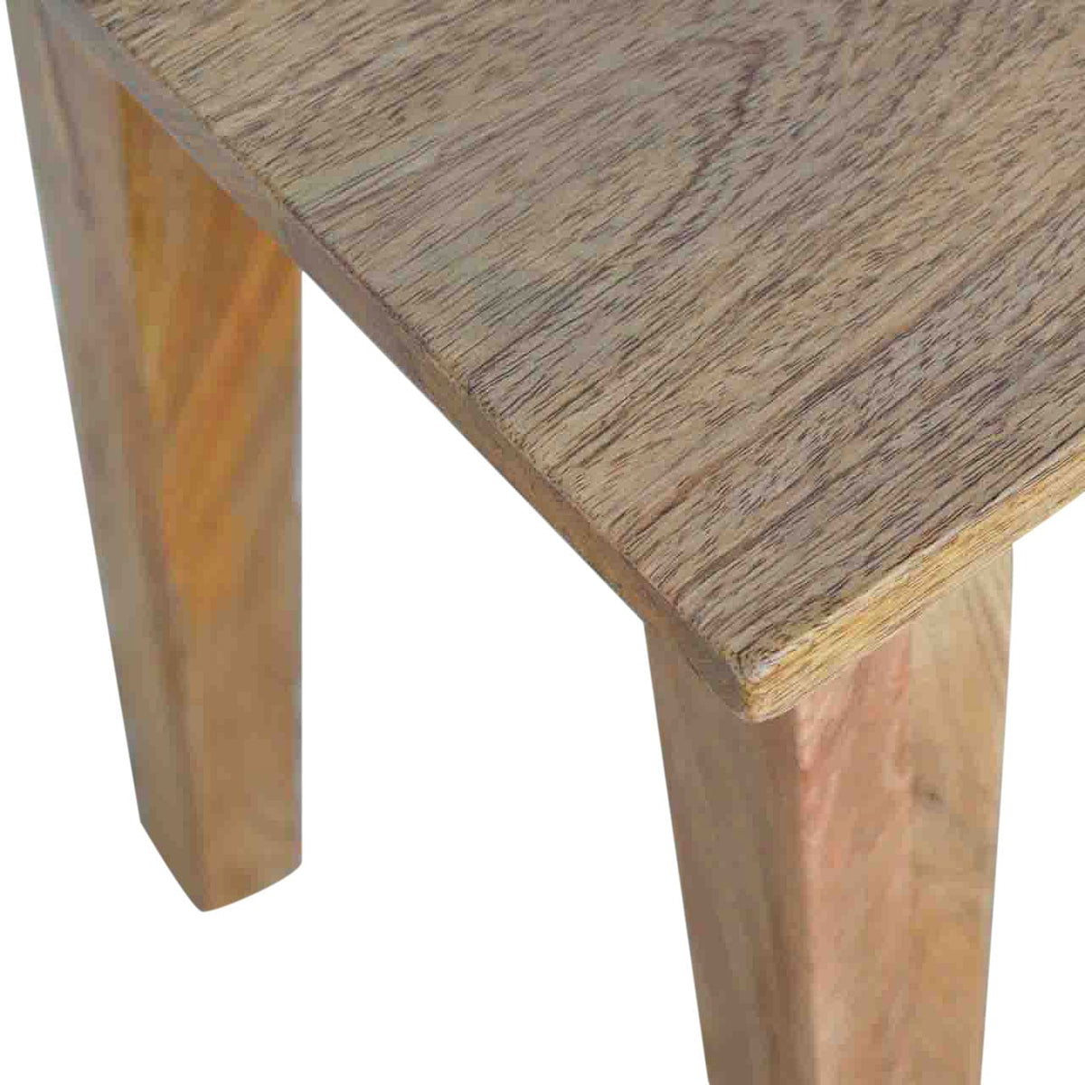 Nordic Style Accent Stool - Solid Mango Wood Accent Seating - product view 3 showing handcrafted solid mango wood stool