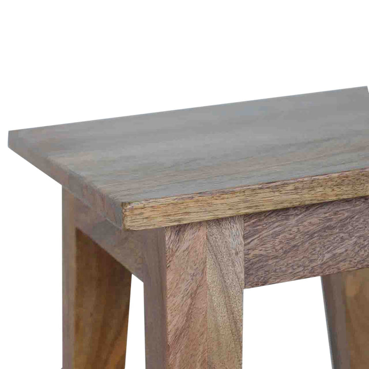 Nordic Style Accent Stool - Solid Mango Wood Accent Seating - product view 4 showing handcrafted solid mango wood stool