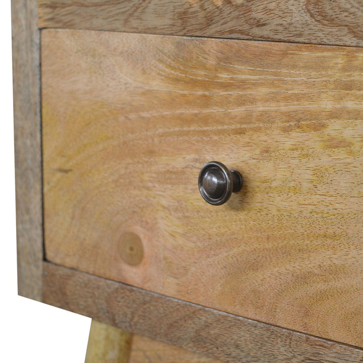 Nordic Style Nightstand - Solid Mango Wood Bedside Table for Bedroom - product view 5 showing handcrafted solid mango...