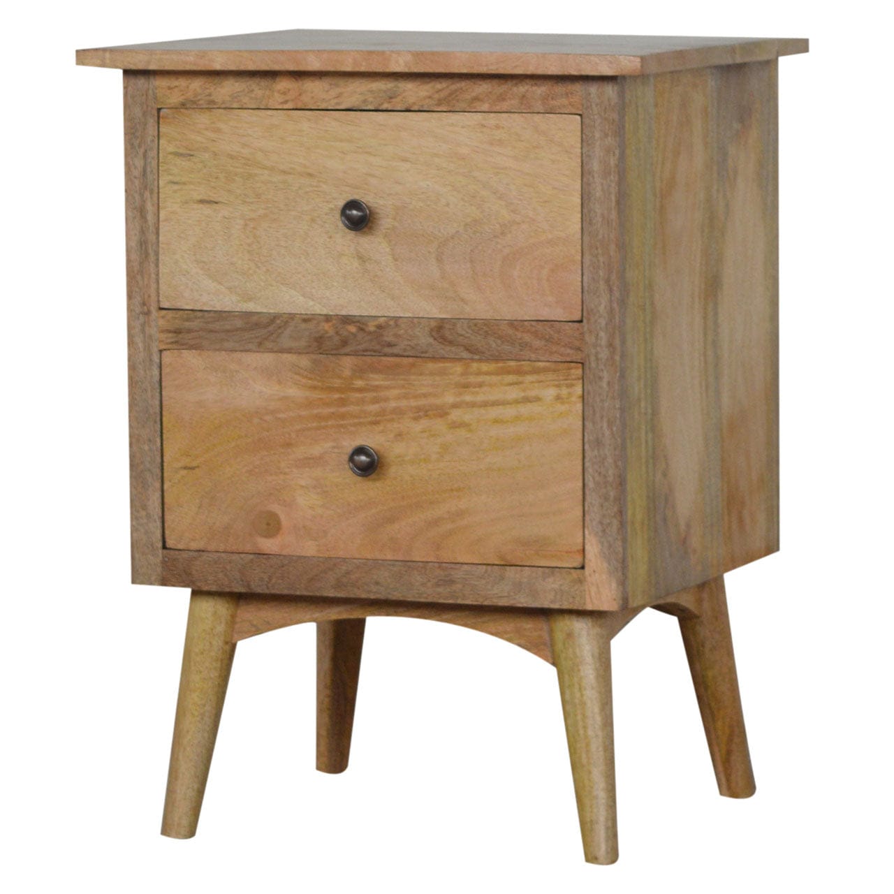 Nordic Style Nightstand - Solid Mango Wood Bedside Table for Bedroom - product view 3 showing handcrafted solid mango...