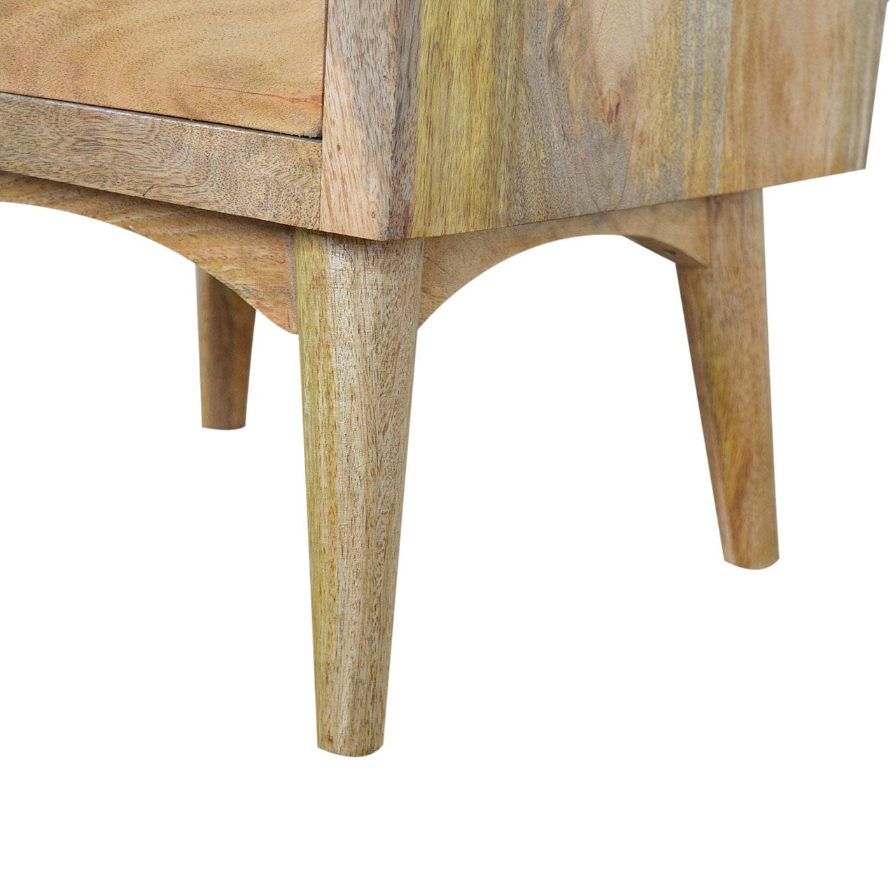 Nordic Style Nightstand - Solid Mango Wood Bedside Table for Bedroom - product view 6 showing handcrafted solid mango...