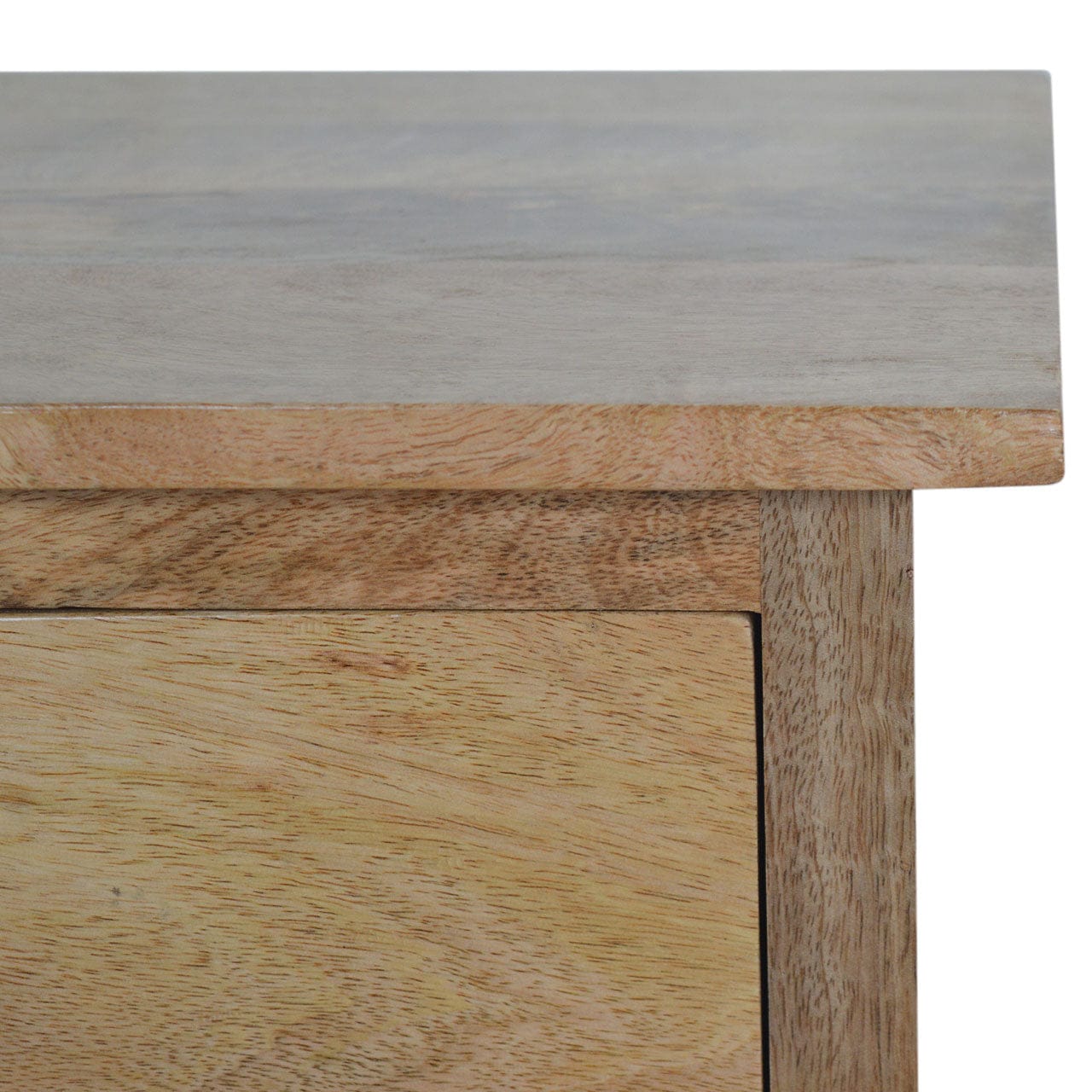 Nordic Style Nightstand - Solid Mango Wood Bedside Table for Bedroom - product view 4 showing handcrafted solid mango...