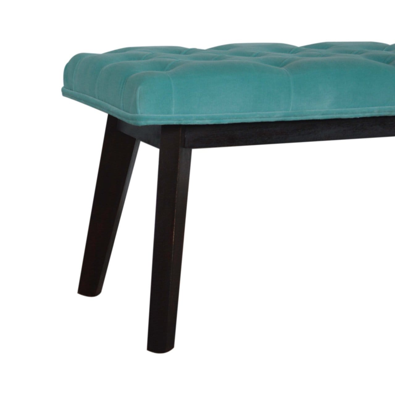 Nordic Style Turquoise Bench - Solid Mango Wood Seating Furniture for Entryway - product view 6 showing handcrafted solid...