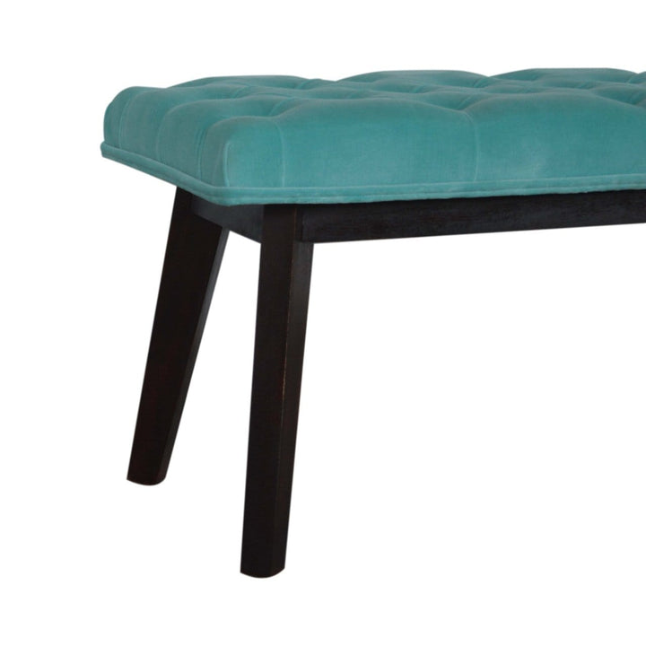 Nordic Style Turquoise Bench - Solid Mango Wood Seating Furniture for Entryway - product view 6 showing handcrafted solid...