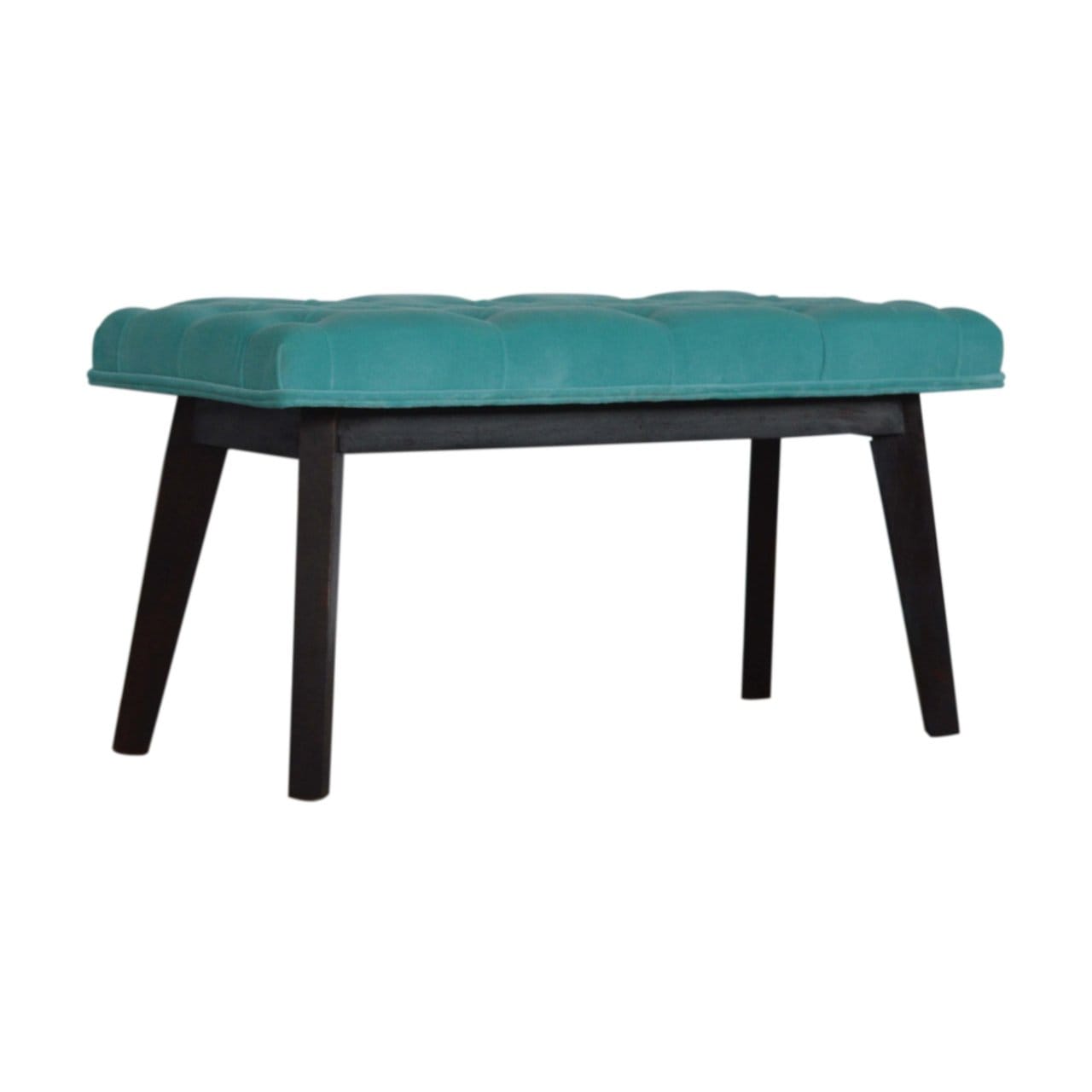 Nordic Style Turquoise Bench - Solid Mango Wood Seating Furniture for Entryway - product view 2 showing handcrafted solid...