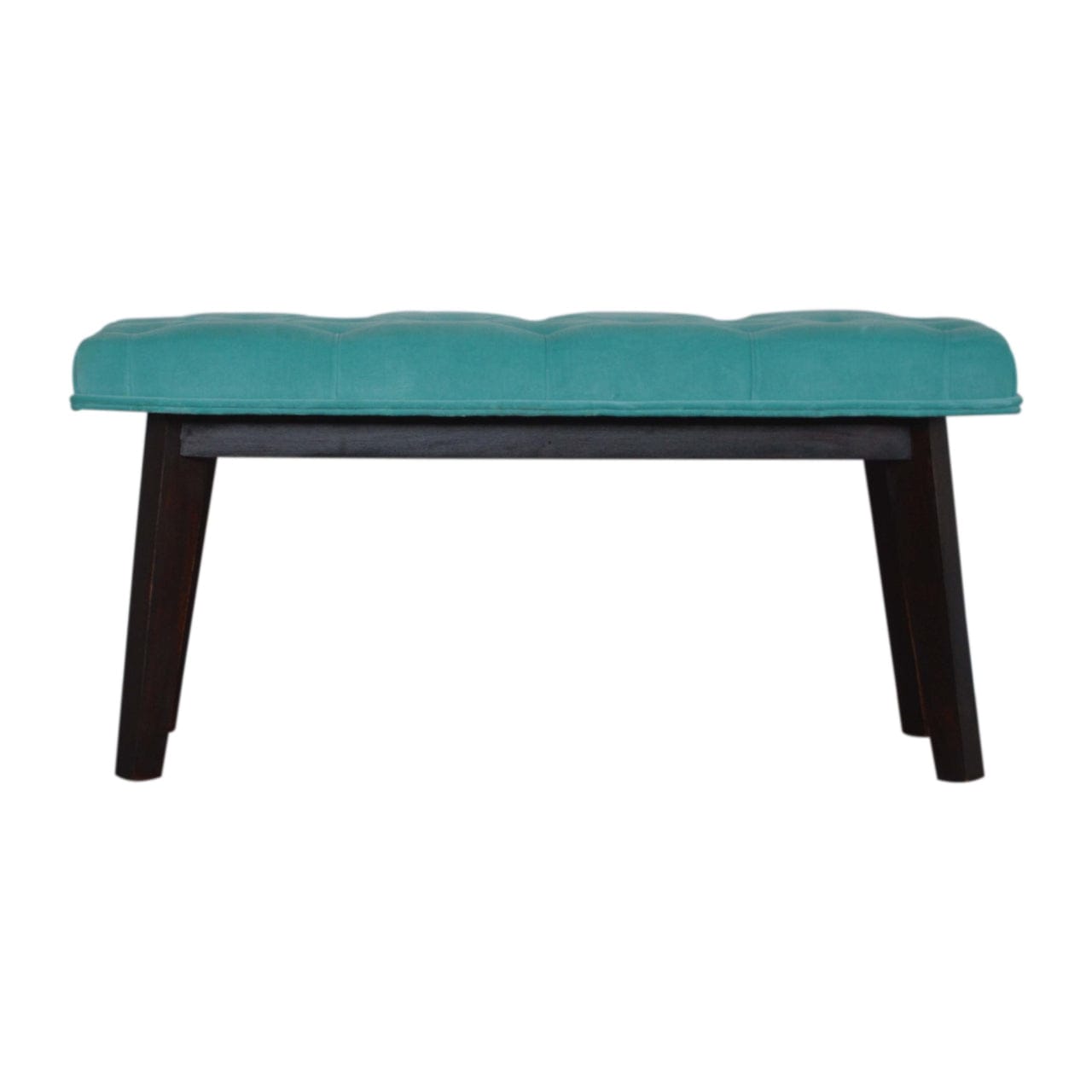 Nordic Style Turquoise Bench - Solid Mango Wood Seating Furniture for Entryway - main view showing handcrafted solid...
