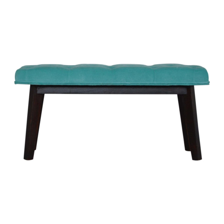 Nordic Style Turquoise Bench - Solid Mango Wood Seating Furniture for Entryway - main view showing handcrafted solid...