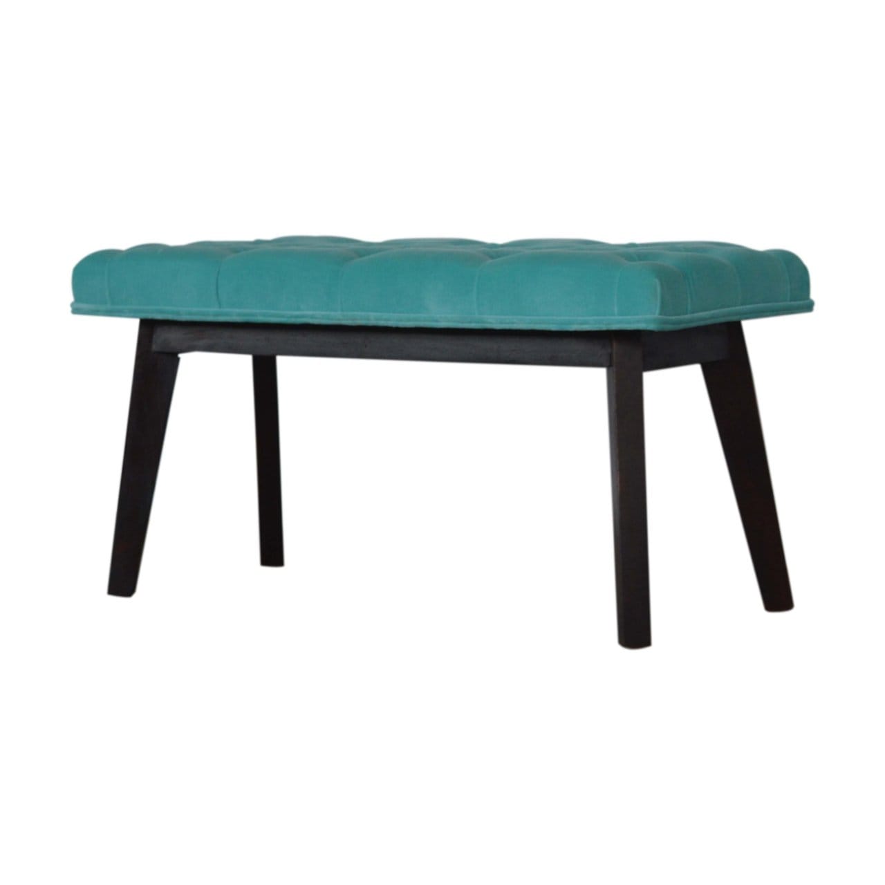 Nordic Style Turquoise Bench - Solid Mango Wood Seating Furniture for Entryway - product view 3 showing handcrafted solid...