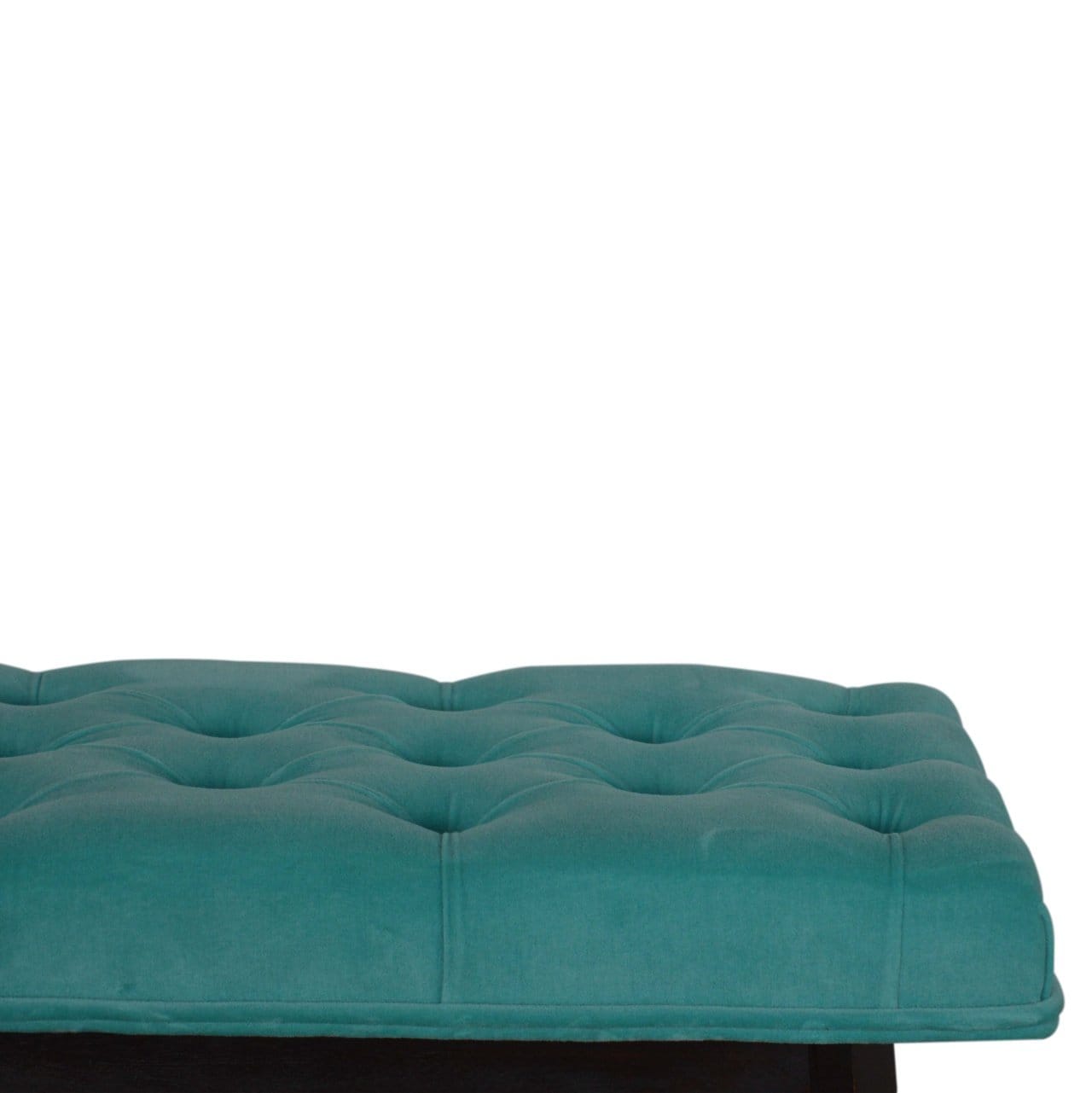 Nordic Style Turquoise Bench - Solid Mango Wood Seating Furniture for Entryway - product view 4 showing handcrafted solid...