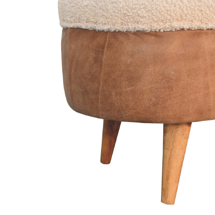 Nordic Tan Buffalo Boucle Bench - Solid Mango Wood Seating Furniture for Entryway - product view 6 showing handcrafted...