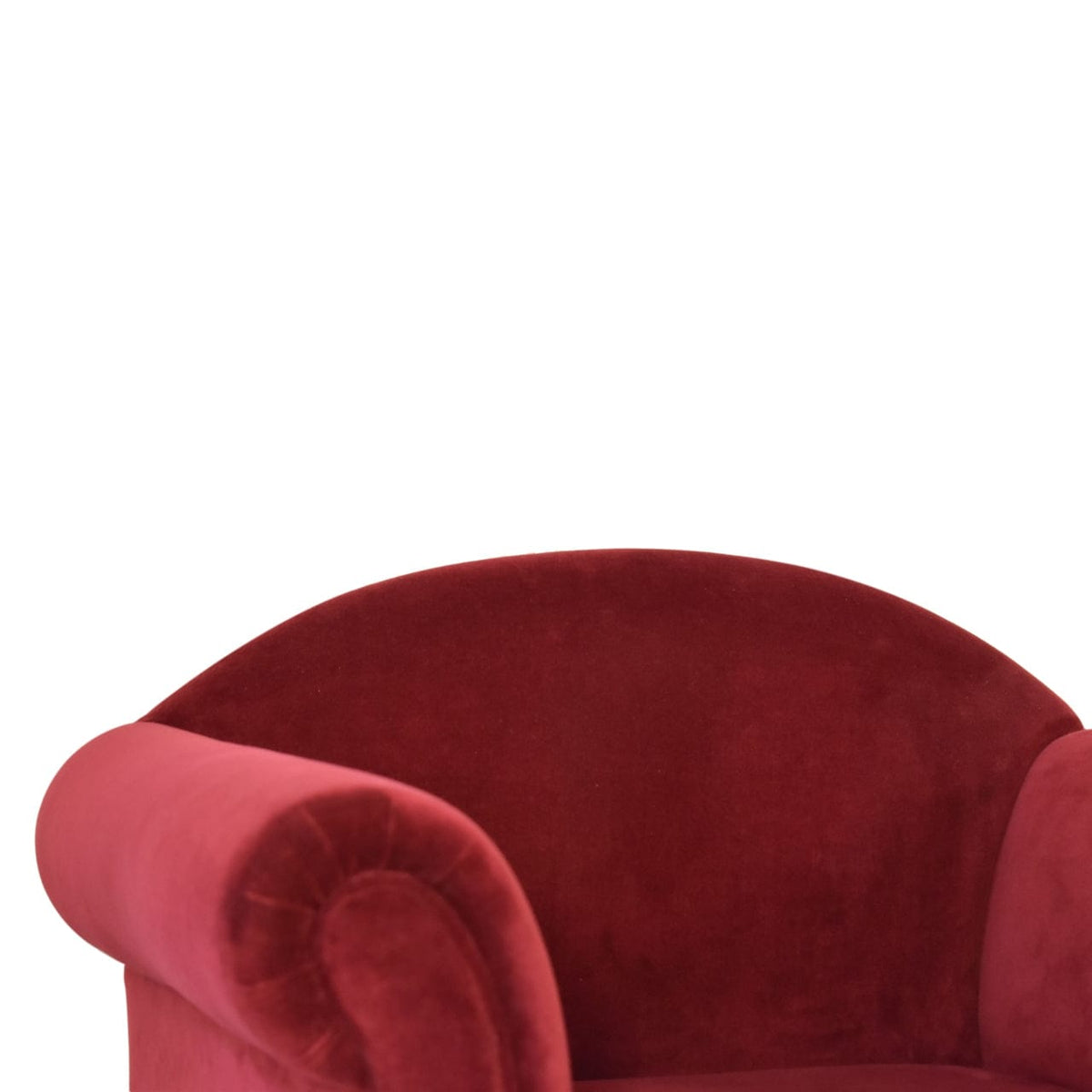 Nordic Wine Velvet Style Armchair - Solid Mango Wood Accent Chair for Living Room - product view 6 showing handcrafted...