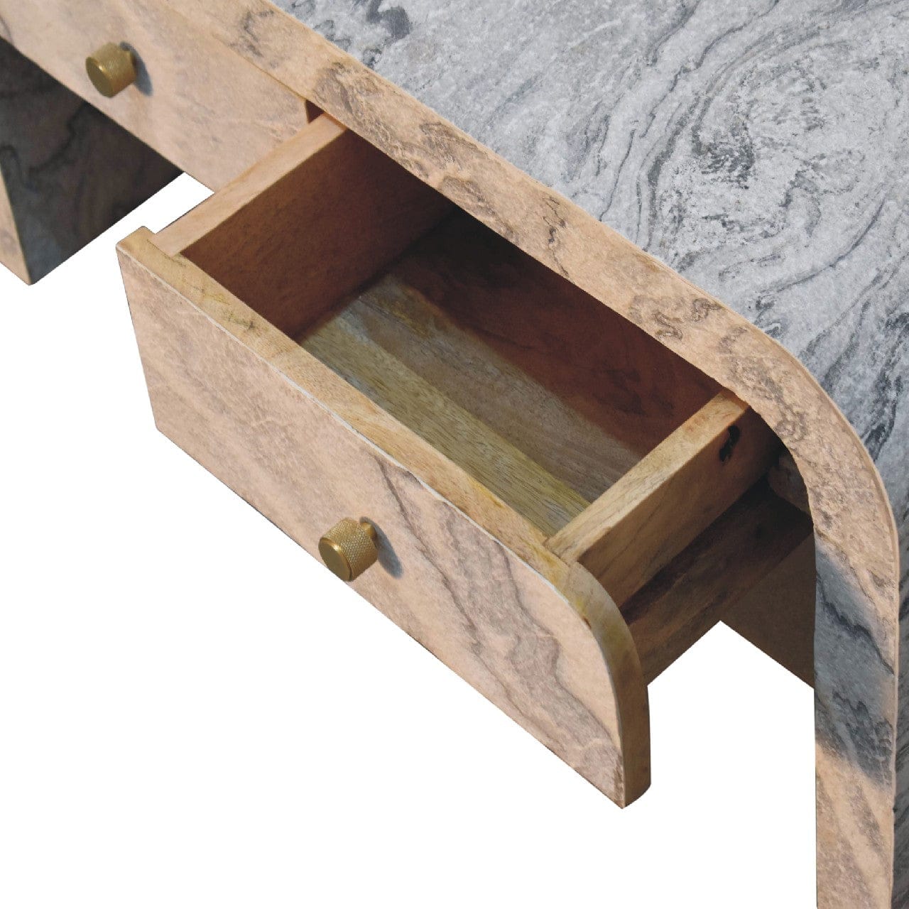 Nouveau Coffee Table - Solid Mango Wood Center Table for Living Room - product view 6 showing handcrafted solid mango...