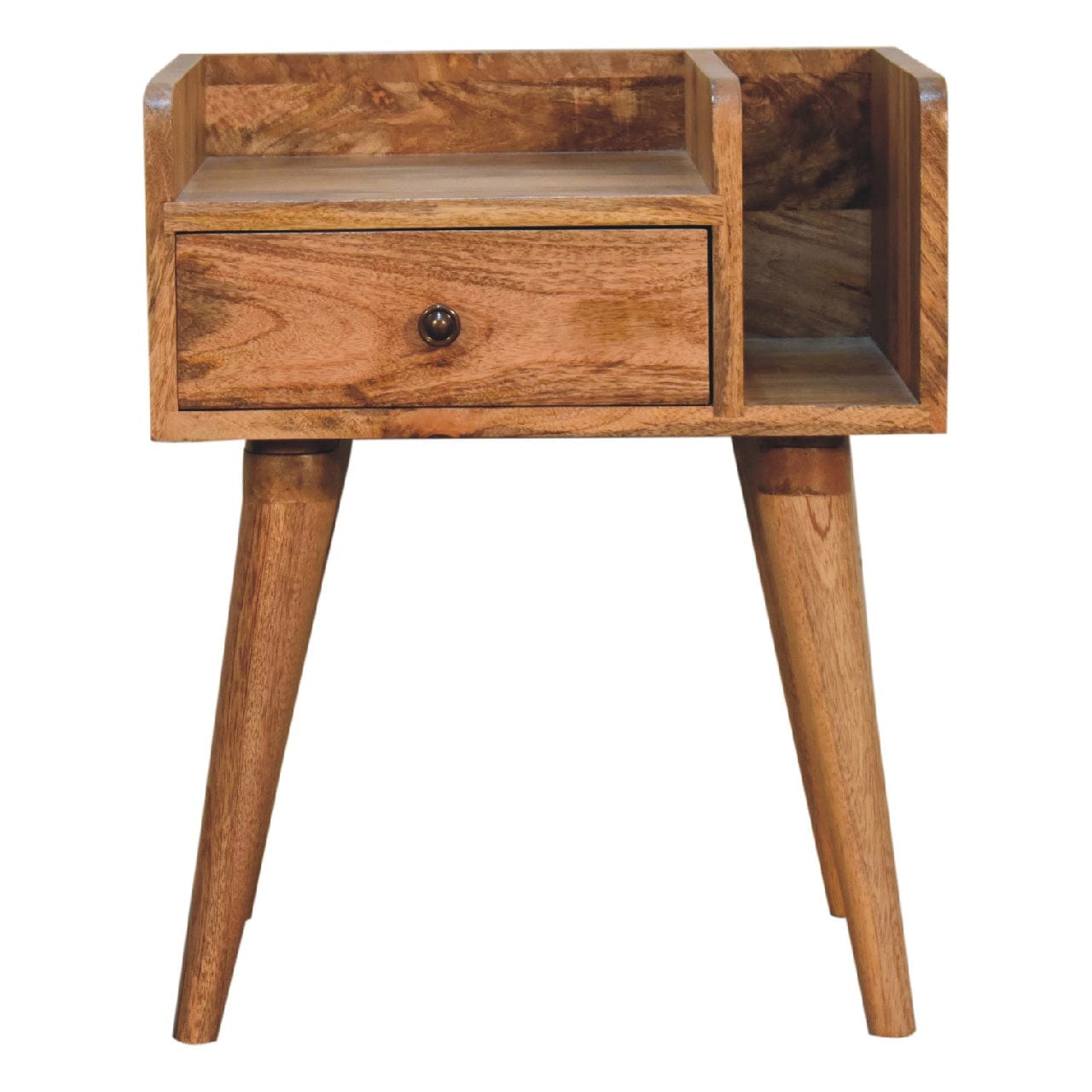 Oak-ish Collective Nightstand - Solid Mango Wood Bedside Table for Bedroom - main view showing handcrafted solid mango...