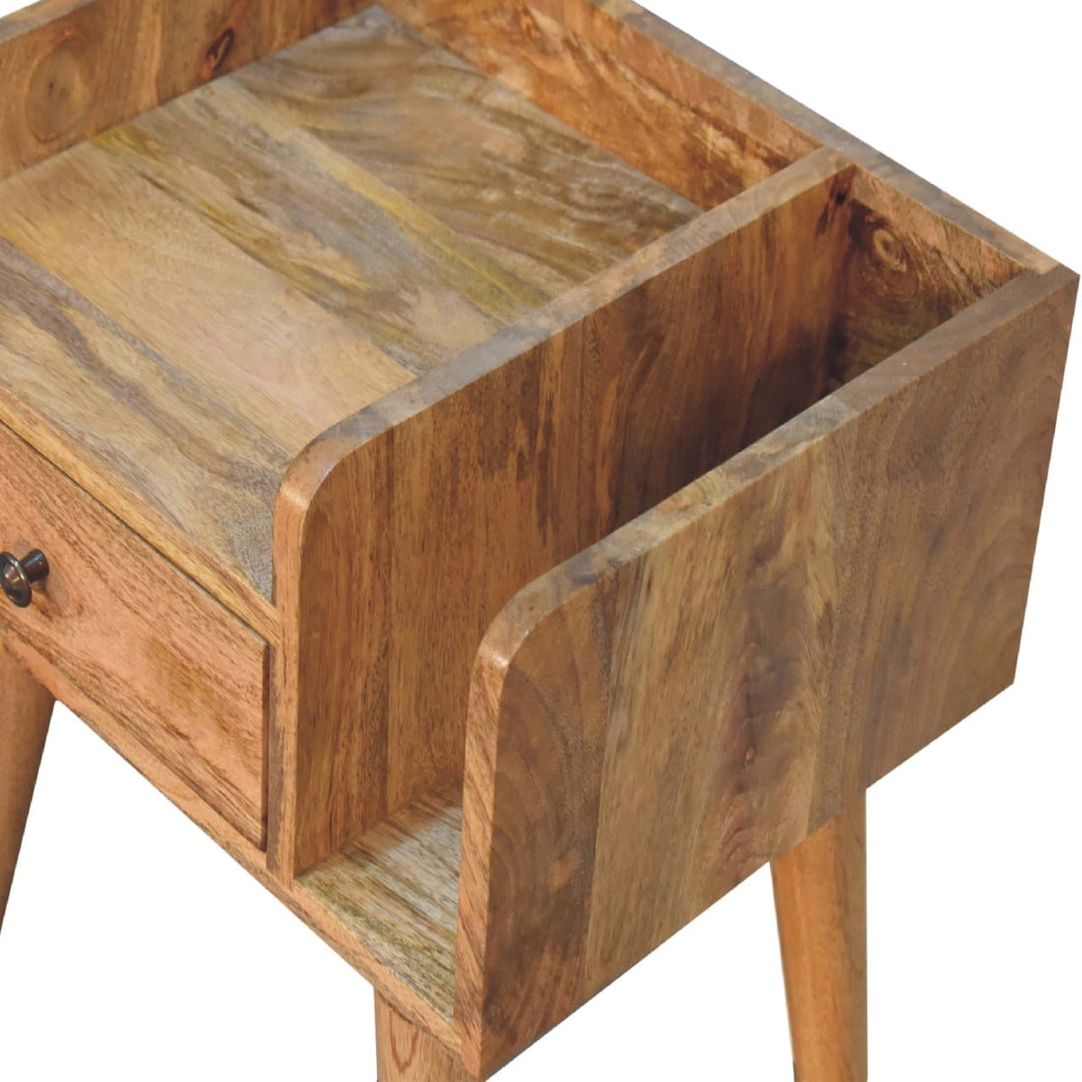 Oak-ish Collective Nightstand - Solid Mango Wood Bedside Table for Bedroom - product view 5 showing handcrafted solid...