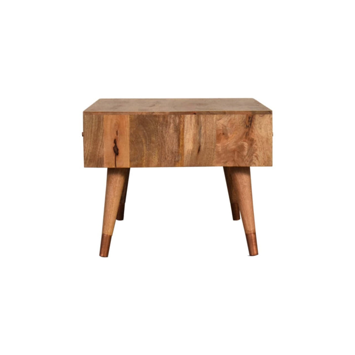 Oak-ish Copper Inlay Coffee Table - Solid Mango Wood Center Table for Living Room - product view 8 showing handcrafted...