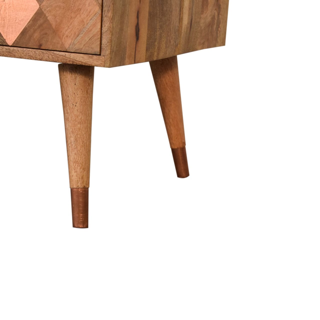 Oak-ish Copper Inlay Coffee Table - Solid Mango Wood Center Table for Living Room - product view 7 showing handcrafted...