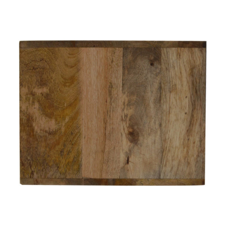 Oak-ish Floating Nightstand - Solid Mango Wood Bedside Table for Bedroom - product view 6 showing handcrafted solid mango...
