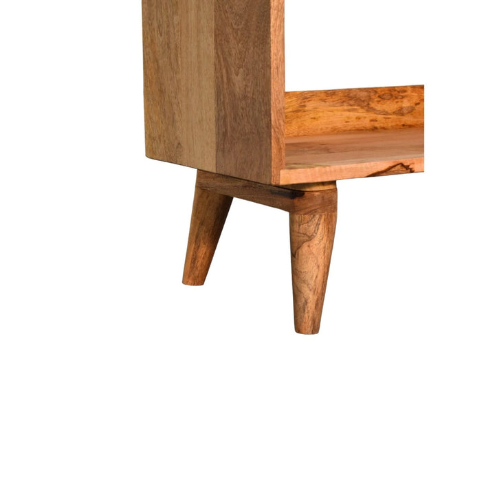 Oak-ish Nordic Storage Bench - Solid Mango Wood Seating Furniture for Entryway - product view 6 showing handcrafted solid...