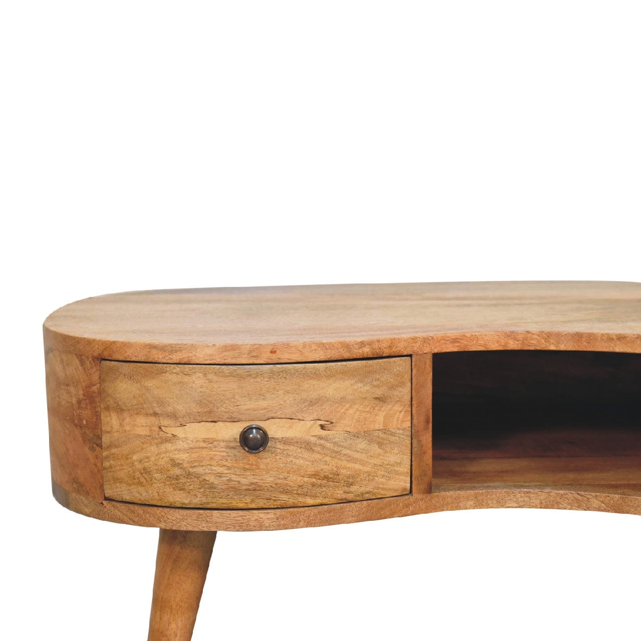 Oak-ish Wave Coffee Table - Solid Mango Wood Center Table for Living Room - product view 5 showing handcrafted solid...