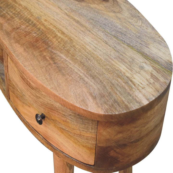 Oak-ish Wave Writing Desk - Solid Mango Wood Writing Table for Home Office - product view 4 showing handcrafted solid...